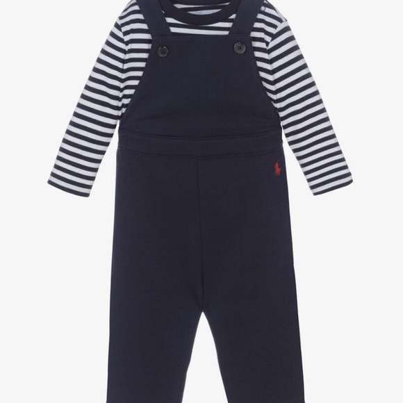 NWT Ralph Lauren Baby Boys Navy Blue Dungaree Set